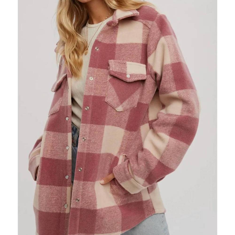 NEW BLUIVY shelly checkered shacket in mauve - Picture 2 of 3